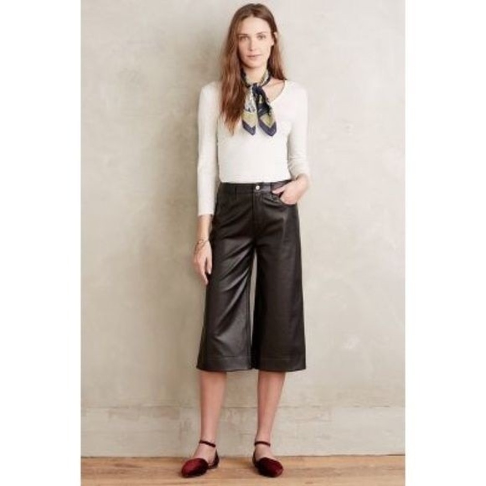 J Brand Judy Black Leather Culottes Size 24